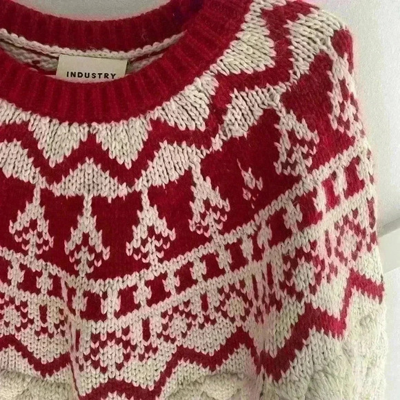 Industry Oversized  Chunky Bulky Sweater Vintage Style New Wool Blend size L - Picture 5 of 14